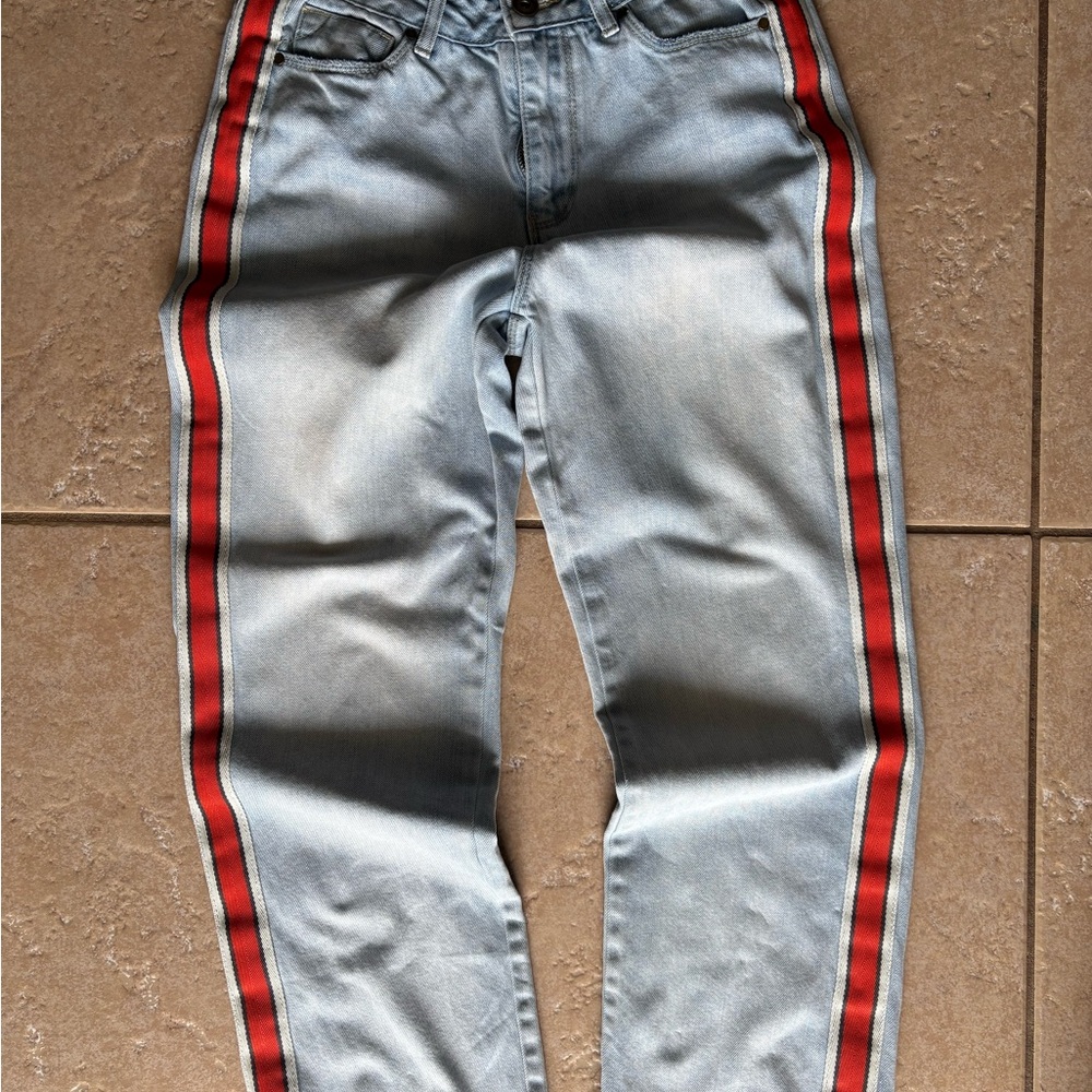 Ankle length Jeans with Red Stripe